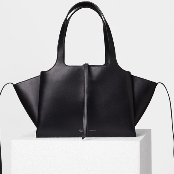 Celine small tri fold black leather hand bag ties - Picture 2 of 11